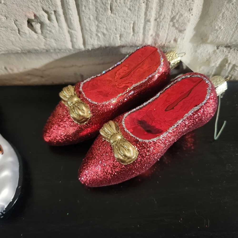 Golf Ruby Blown Glass Clear Heels Shoe Ornaments Lot Old World Christmas